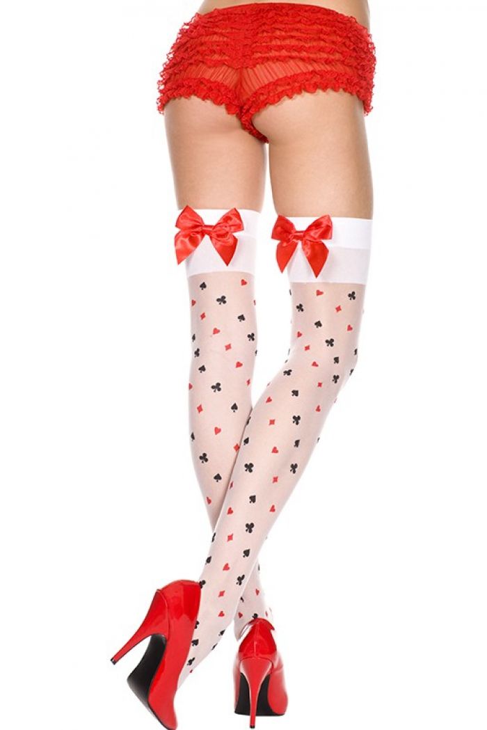 Music Legs Card-suit-sheer-thigh-hi-with-satin-bow  Thigh Hi 2018 | Pantyhose Library